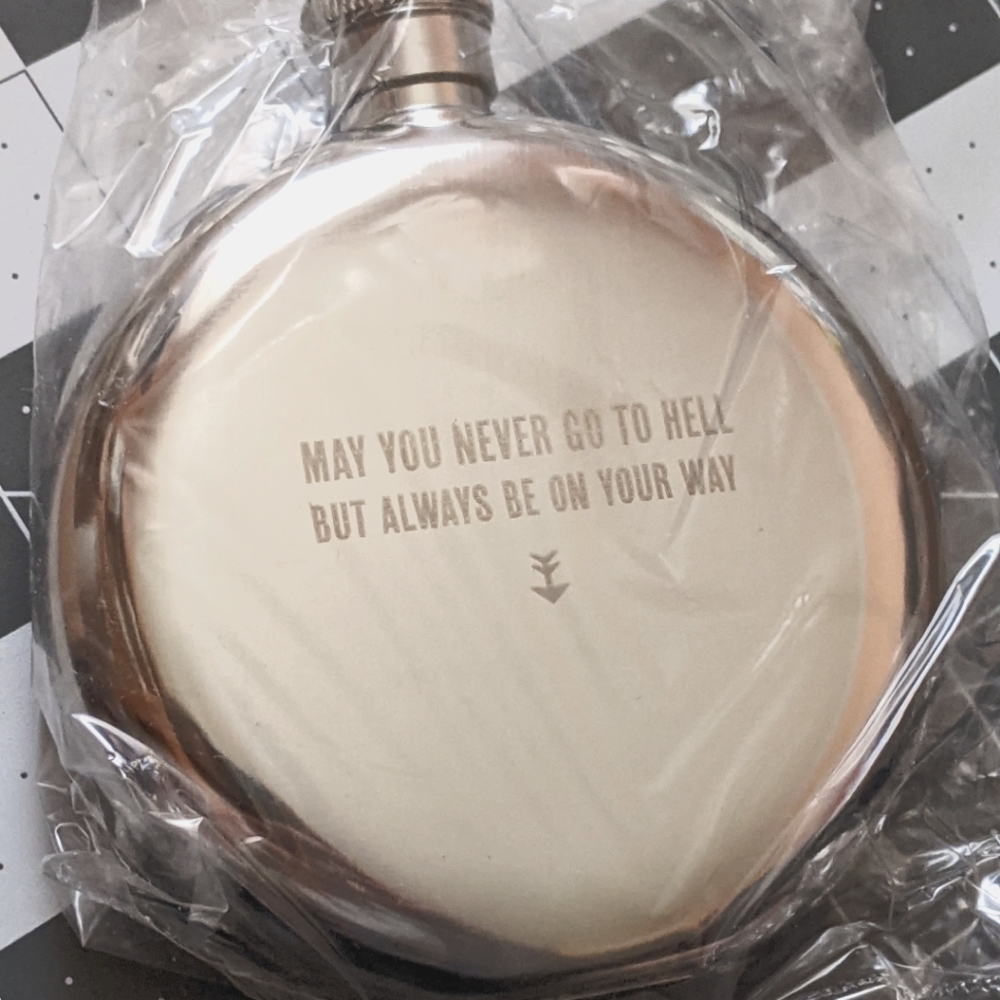 Stainless Steel Rose Gold Flask with Engraved Quote